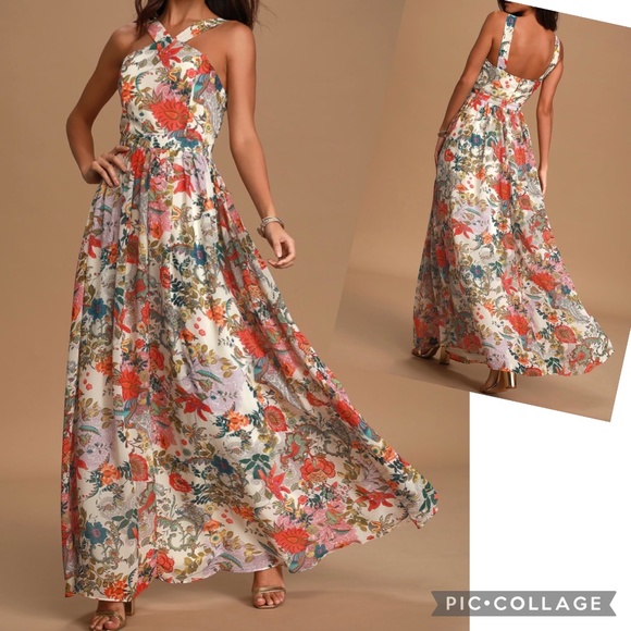 Lulus Dresses & Skirts - Lulus Lilja Cream Floral Print Maxi Dress